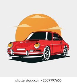 Summer vintage car vector illustration. classic car vector illustration