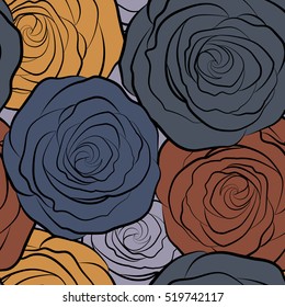 Summer Vintage Floral Greeting Card with Blooming Rose flowers. Botanical natural hand-drawn seamless pattern in watercolor style.