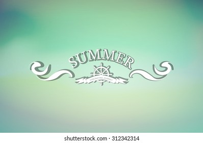 summer vintage label design element on a blurred background