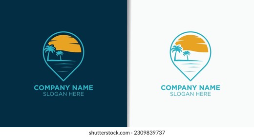 summer vintage logo design vector, holiday logo template