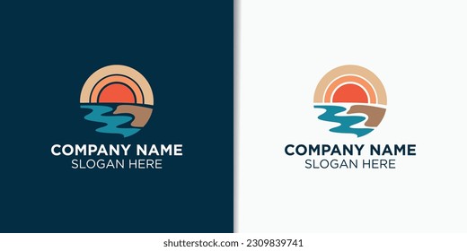 summer vintage logo design vector, holiday logo template