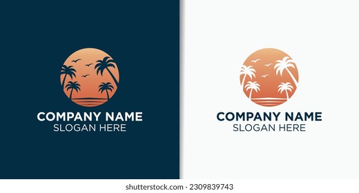 vectores de diseño de logotipo vintage de verano, plantilla de logotipo de vacaciones