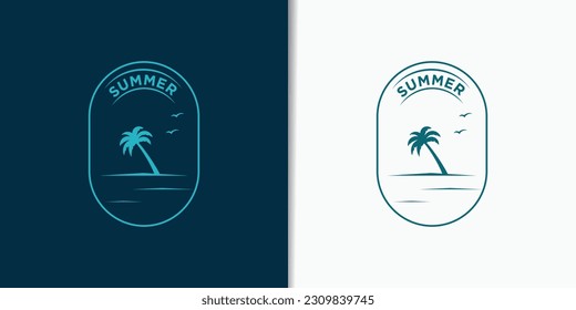 summer vintage logo design vector, holiday logo template