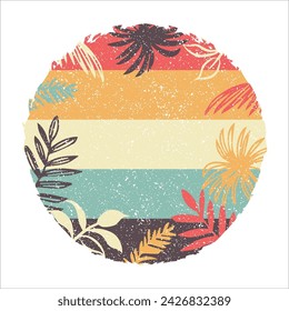 summer vintage nature grunge textured illustration