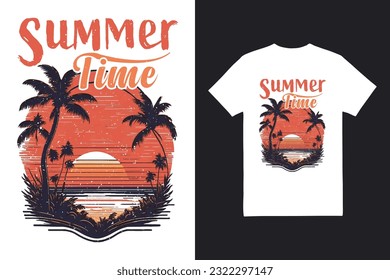 Summer vintage sunset t shirt, summer vibes design