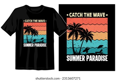 Summer vintage t shirt design, Summer Tee design vector, Summer Beach Vacation T Shirts, Summer Surfing T Shirt