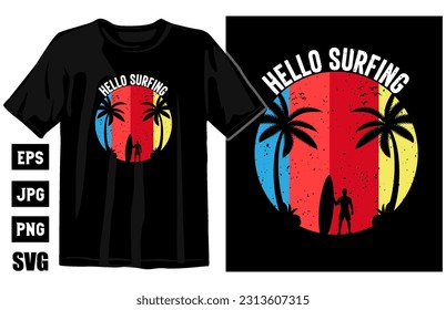 Summer vintage t shirt design, Summer Tee design vector, Summer Beach Vacation T Shirts, Summer Surfing T Shirt