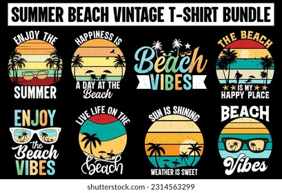 Summer vintage t shirt design bundle, Summer Tee design vector set, Summer Beach Vacation T Shirts set, Summer Surfing T Shirt collection