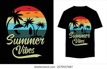 Summer vintage t shirt design, Summer vector, Summer Beach Vacation T Shirts, Summer Surfing T Shirt.