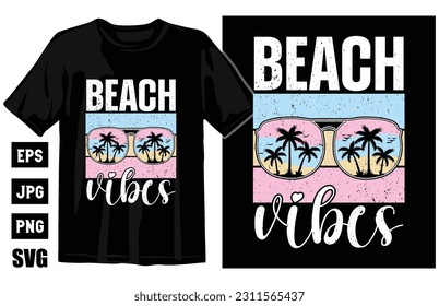Summer vintage T-shirt design bundle, Beach t-shirt vector set, surfing t-shirt bundle