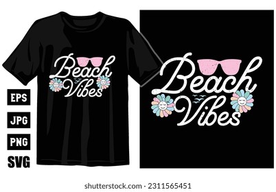 Summer vintage T-shirt design bundle, Beach t-shirt vector set, surfing t-shirt bundle