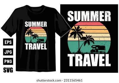 Summer vintage T-shirt design bundle, Beach t-shirt vector set, surfing t-shirt bundle