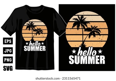Summer vintage T-shirt design bundle, Beach t-shirt vector set, surfing t-shirt bundle