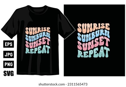 Summer vintage T-shirt design bundle, Beach t-shirt vector set, surfing t-shirt bundle