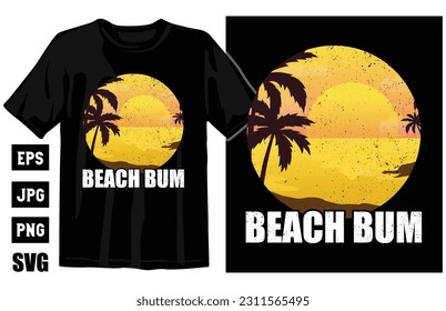 Summer vintage T-shirt design bundle, Beach t-shirt vector set, surfing t-shirt bundle