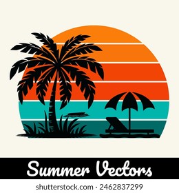 Summer vintage t-shirt design style illustration.