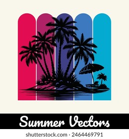 Summer vintage t-shirt design style illustration.