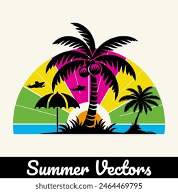 Summer vintage t-shirt design style illustration.
