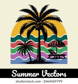 Summer vintage t-shirt design style illustration.