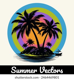 Summer vintage t-shirt design style illustration.