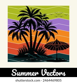 Summer vintage t-shirt design style illustration.