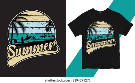 Diseño de camisetas de verano vintage. Plantilla vectorial de camisetas, plantilla de impresión, citas tipográficas, ilustración, camiseta vectorial,