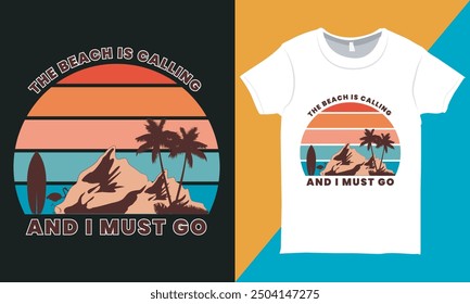 Summer Vintage T-Shirt Design Vektor, trendy Summer Beach Quote T-Shirt Design.