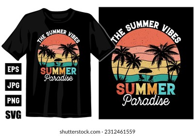 Summer vintage t-shirt vector, surfing t-shirt design, summer beach illustration, surf, and beach. vintage beach print