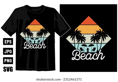 Sommer Vintage T-Shirt Vektor, Surfen T-Shirt Design, Sommer Strand-Illustration, Surfen und Strand. Vintage-Stranddruck