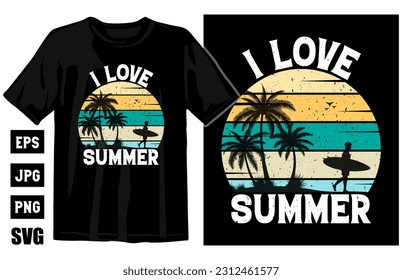 Summer vintage t-shirt vector, surfing t-shirt design, summer beach illustration, surf, and beach. vintage beach print
