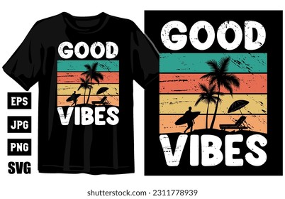 Summer vintage vector t-shirt design, surfing t-shirt vector illustration, summer sunset tshirt, surf and beach. vintage beach print