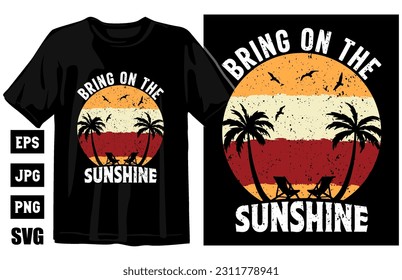Summer vintage vector t-shirt design, surfing t-shirt vector illustration, summer sunset tshirt, surf and beach. vintage beach print