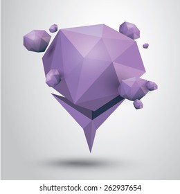 summer violet Conceptual polygonal geometric speech bubble. Abstract vector Illustration, low poly style paper. Stylized design element. Background design for banner, poster, flyer, cover, brochure.