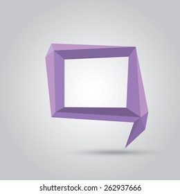 summer violet Conceptual polygonal geometric speech bubble. Abstract vector Illustration, low poly style paper. Stylized design element. Background design for banner, poster, flyer, cover, brochure.