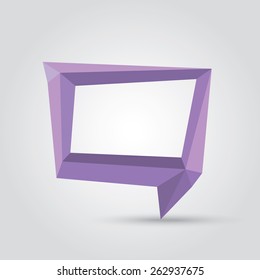 summer violet Conceptual polygonal geometric speech bubble. Abstract vector Illustration, low poly style paper. Stylized design element. Background design for banner, poster, flyer, cover, brochure.
