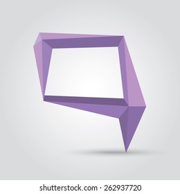 summer violet Conceptual polygonal geometric speech bubble. Abstract vector Illustration, low poly style paper. Stylized design element. Background design for banner, poster, flyer, cover, brochure.