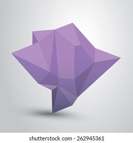 summer violet Conceptual polygonal geometric speech bubble. Abstract vector Illustration, low poly style paper. Stylized design element. Background design for banner, poster, flyer, cover, brochure.