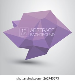summer violet Conceptual polygonal geometric speech bubble. Abstract vector Illustration, low poly style paper. Stylized design element. Background design for banner, poster, flyer, cover, brochure.