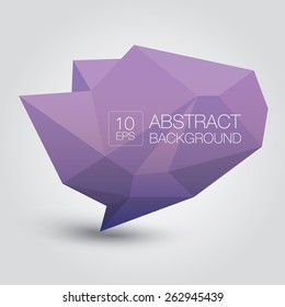 summer violet Conceptual polygonal geometric speech bubble. Abstract vector Illustration, low poly style paper. Stylized design element. Background design for banner, poster, flyer, cover, brochure.
