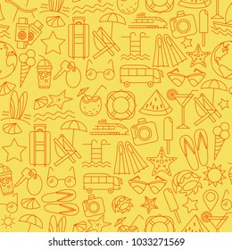 Summer Vocation pattern. Vector illustration of seamless pattern with summer symbols. 