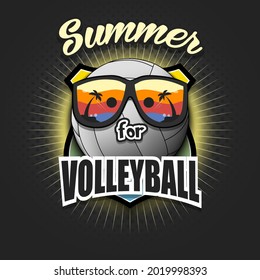 Summer volleyball logo. Summer for volleyball. Pattern for design poster, logo, emblem, label, banner, icon. Volleyball template on isolated background. Vector illustration