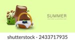 Summer walk in forest, picking berries, mushrooms. Advertisement