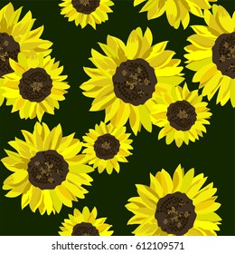 Summer wallpaper with yellow sunflowers