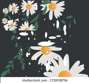 flores de ilustraciones vectoriales abstractas de fondo oscuro de verano cálidas