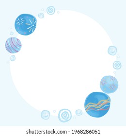 Summer water balloon frame light blue watercolor style vector