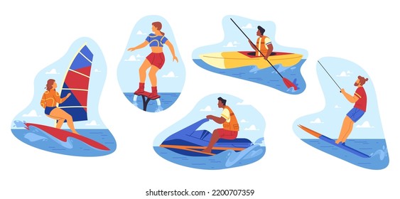 Summer water recreation or watersport, vector icon