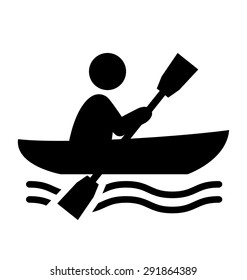 Summer Water Sport Pictogram Row on Boat Flat People Icon Isolated on White Background
