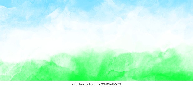 Fondo acuático de verano para afiches, portadas, pancartas, volantes, tarjetas. Ilustración de verano hecha a mano para el diseño. Fondo minimalista. hierba verde y cielo azul.	