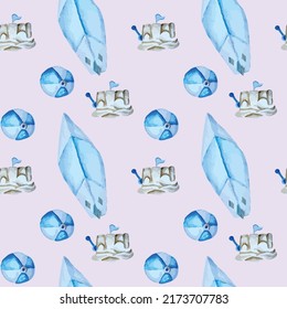 Summer watercolor beach blue pattern