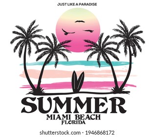 Summer watercolor beach wave vector  t-shirt design artwork, beach holiday